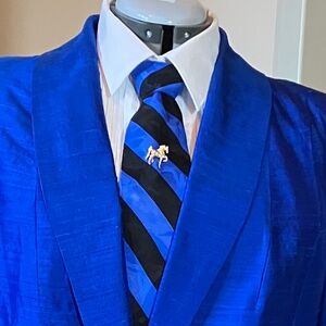 RARE Vintage Nicole Miller Silk Tie Royal Blue and Black - Special Edition!